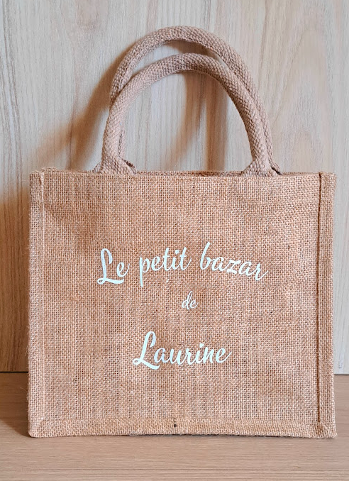 Le sac en jute "Les petites affaires de / Le petit bazar de"