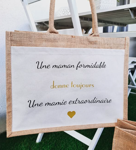 Le sac en jute "Maman/Mamie" et "Sœur/Tata"